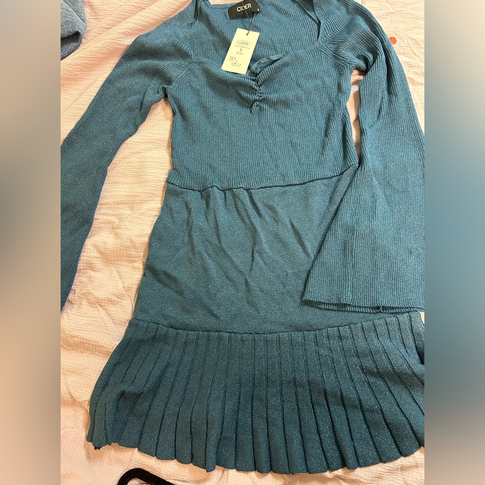 Sparkly Teal Ruffled Dress